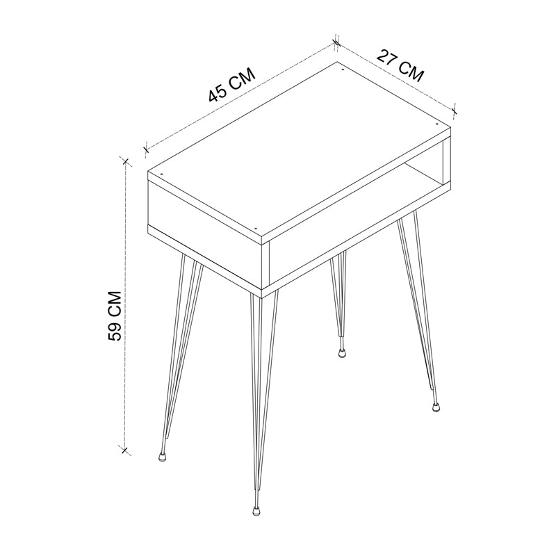 Κομοδίνο Scott  χρώμα ανθρακί 40x30x60εκ.
