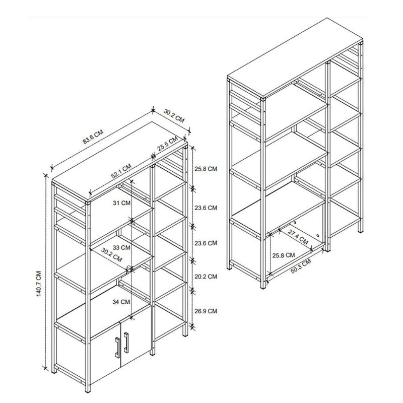 Έπιπλο κουζίνας Benito  χρώμα μαύρο - ανθρακί 83,6x30,2x140,7εκ.