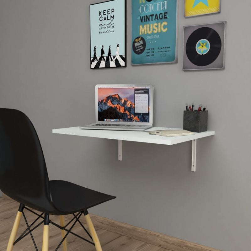 Τραπέζι κουζίνας - Γραφείο επιτοίχιο πτυσσόμενο Ravan  χρώμα λευκό 72x45εκ.