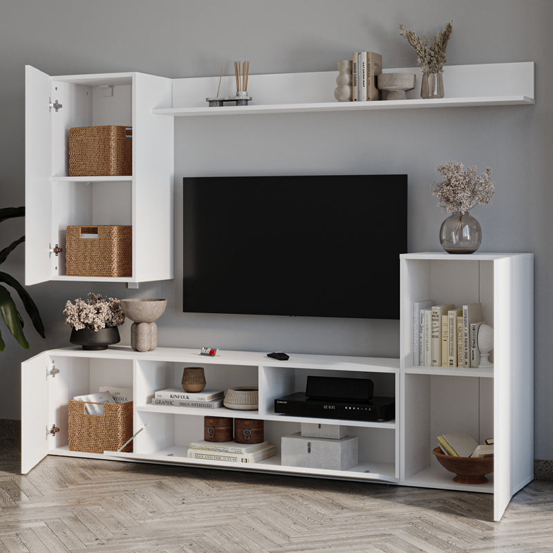 Σύνθεση τηλεόρασης Rodos  χρώμα λευκό 210,2x36x90,4εκ.