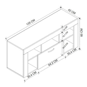 Έπιπλο τηλεόρασης Midili  χρώμα sapphire oak - ανθρακί 135x42x60,7εκ.