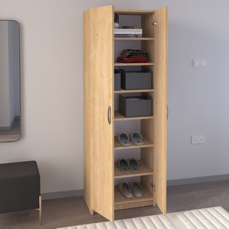 Παπουτσοθήκη Renso  δίφυλλη χρώμα sapphire oak 59,8x37,8x178,5εκ.