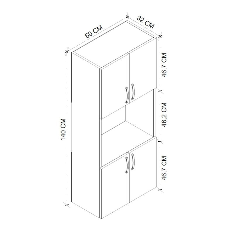 Ντουλάπα κουζίνας Armado  χρώμα λευκό 60x32x140εκ.