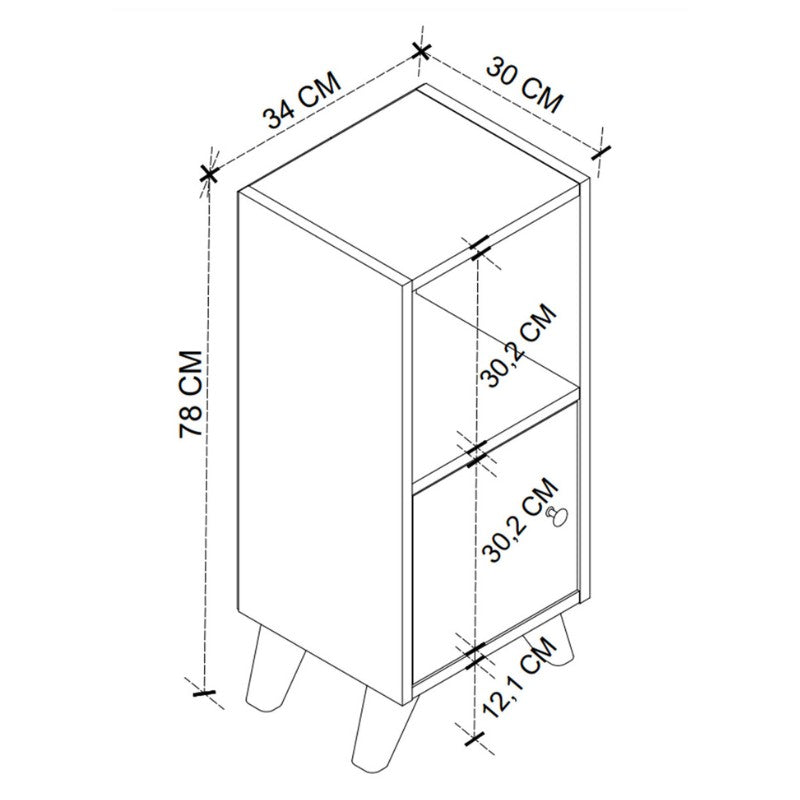 Κομοδίνο Vira  χρώμα λευκό 34x30x78εκ. - Pakobazaar