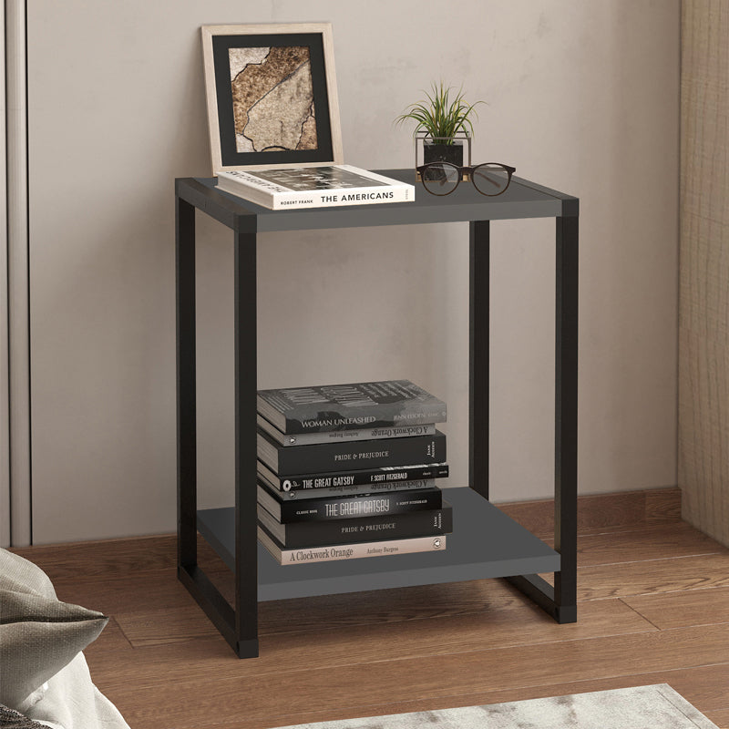 Κομοδίνο Gina  χρώμα ανθρακί - μαύρο 39x30x48εκ.