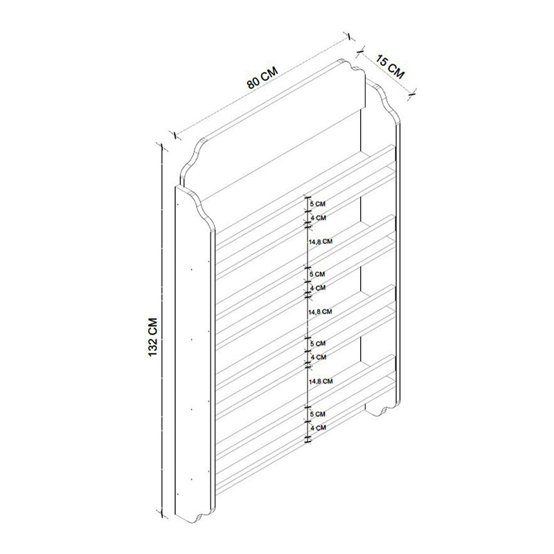 Επιτοίχια βιβλιοθήκη - ραφιέρα Montessori  χρώμα λευκό 80x15x132εκ. - Pakobazaar