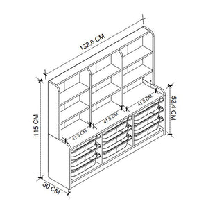 Βιβλιοθήκη Obia  με 9 συρτάρια χρώμα λευκό 132,6x30x115εκ.