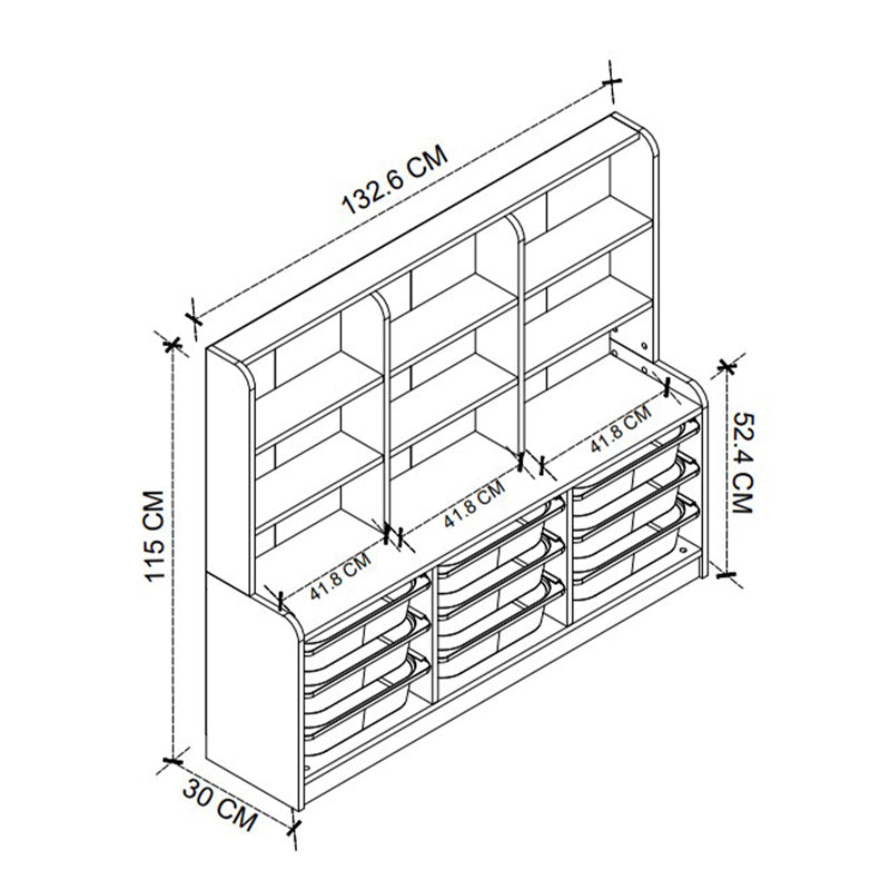 Βιβλιοθήκη Obia  με 9 συρτάρια χρώμα λευκό 132,6x30x115εκ.