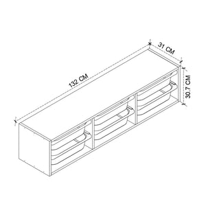 Συρταριέρα επιτοίχια Pavia  με 6 συρτάρια χρώμα sapphire oak 132x31x30,7εκ.