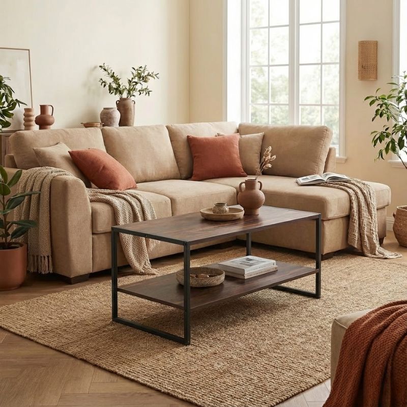 Τραπεζάκι σαλονιού Giza  χρώμα rustic καρυδί 90,2x50,3x50,4εκ. - Pakobazaar