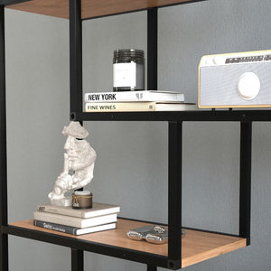 Βιβλιοθήκη Larissa  χρώμα μαύρο - pine oak 90x30x159εκ.