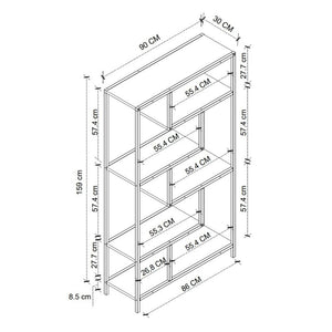 Βιβλιοθήκη Larissa  χρώμα μαύρο - pine oak 90x30x159εκ.