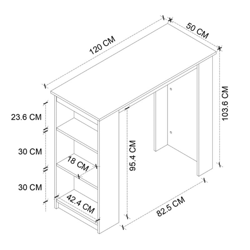 Τραπέζι μπαρ Toska  χρώμα pine oak 120x50x103,6εκ. - Pakobazaar