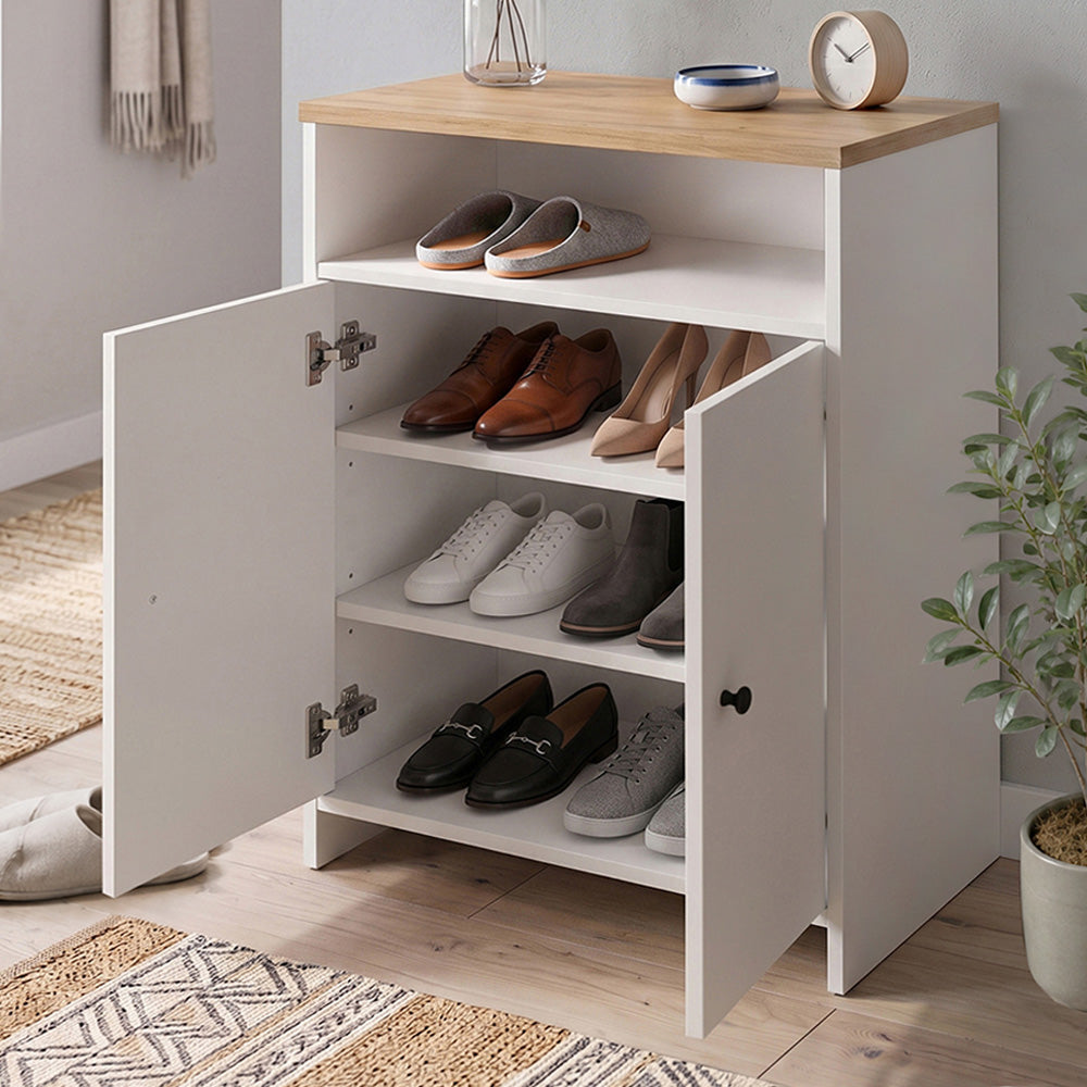 Παπουτσοθήκη - Ντουλάπι Efsun  χρώμα λευκό - sapphire oak 62x35x86εκ.