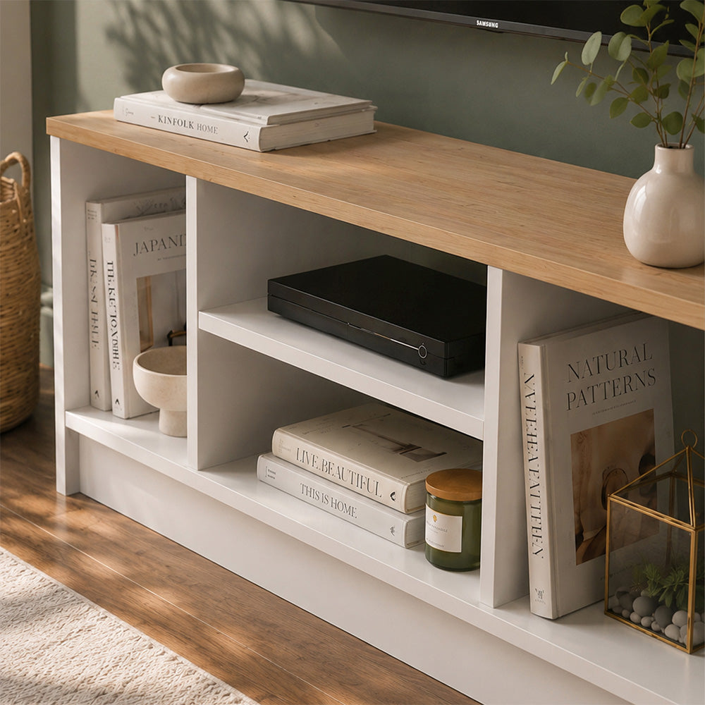 Έπιπλο τηλεόρασης Bahama  χρώμα λευκό - sapphire oak 120x35x46,5εκ. - Pakobazaar