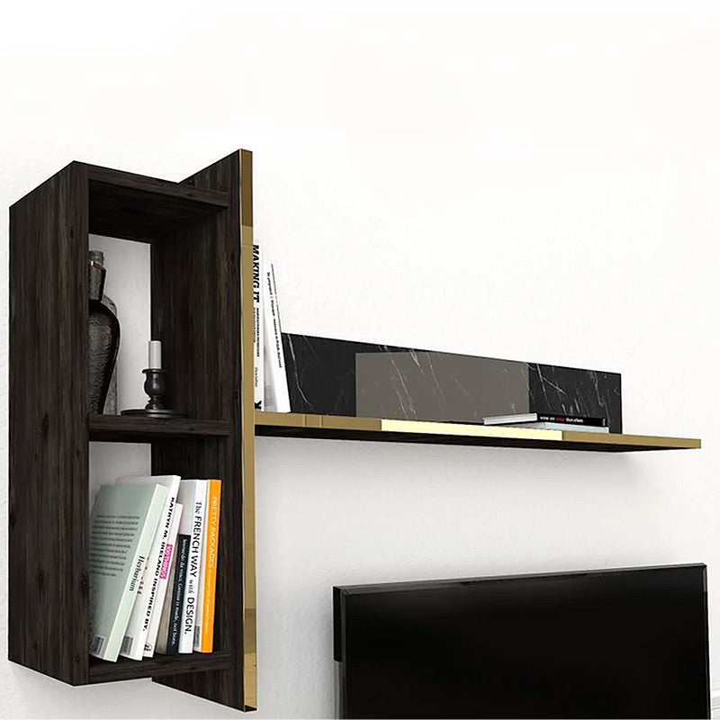 Σύνθεση τηλεόρασης Veyron  χρώμα μαύρο rebab - μαύρο εφέ μαρμάρου 180x33x45εκ.