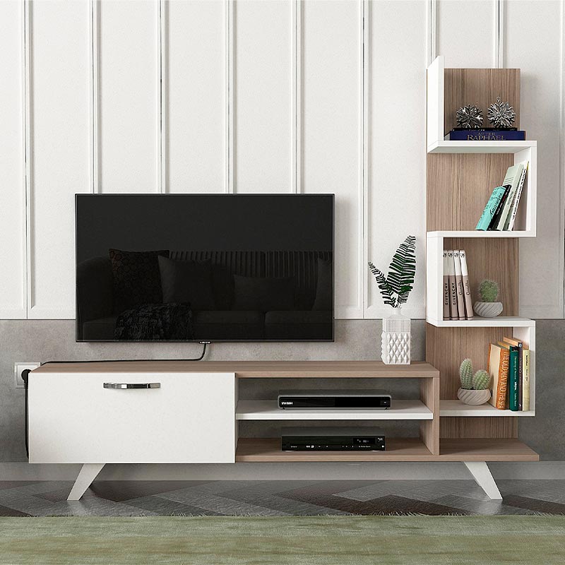 Έπιπλο τηλεόρασης Ceren  χρώμα λευκό - cordoba 149,5x31x131,6εκ.