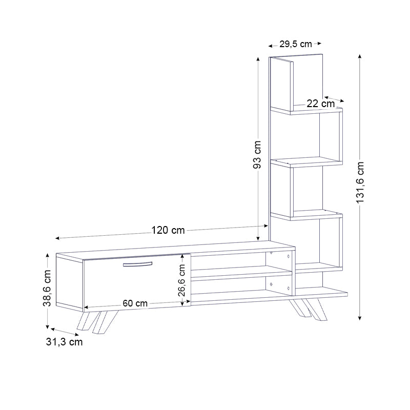 Έπιπλο τηλεόρασης Ceren  χρώμα λευκό - cordoba 149,5x31x131,6εκ.
