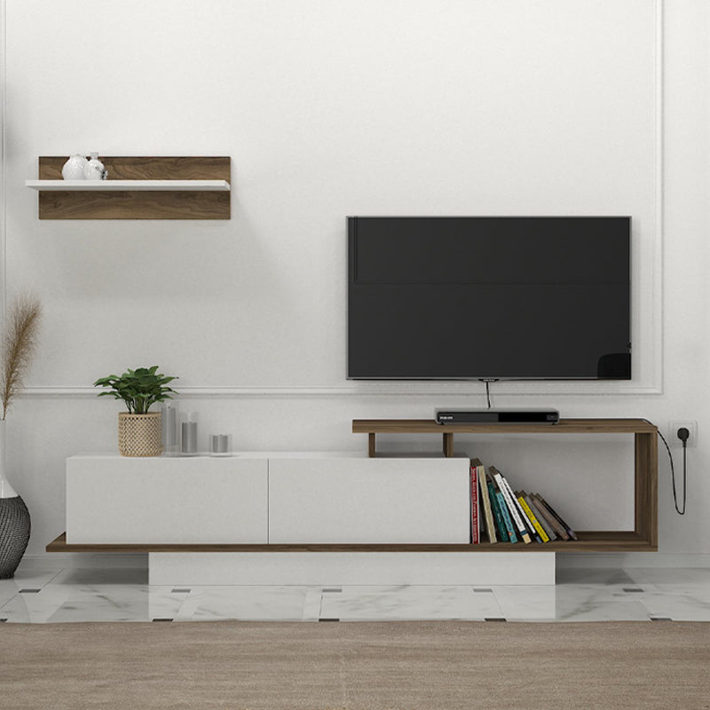 Έπιπλο τηλεόρασης Novara  χρώμα λευκό - καρυδί 180x29,6x45εκ.