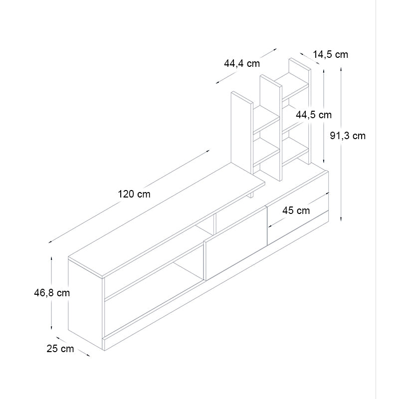 Σύνθεση τηλεόρασης Pesaro  χρώμα λευκό 165x25x91,3εκ.
