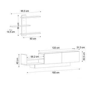 Σύνθεση τηλεόρασης Egemen  χρώμα λευκό 180x32x40εκ. - Pakobazaar