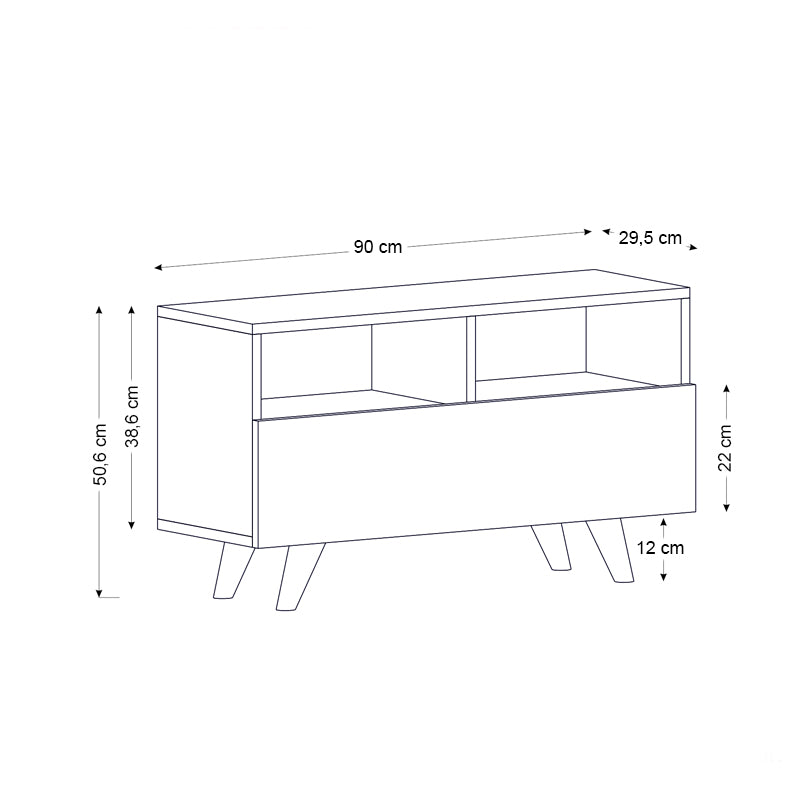 Έπιπλο τηλεόρασης Novela  χρώμα λευκό - καρυδί 90x29,5x50εκ.