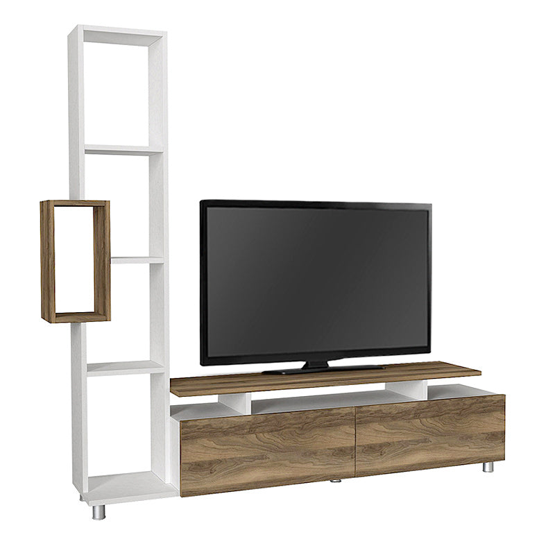 Σύνθεση τηλεόρασης Tulip  χρώμα λευκό - καρυδί 160x29,5x160εκ.