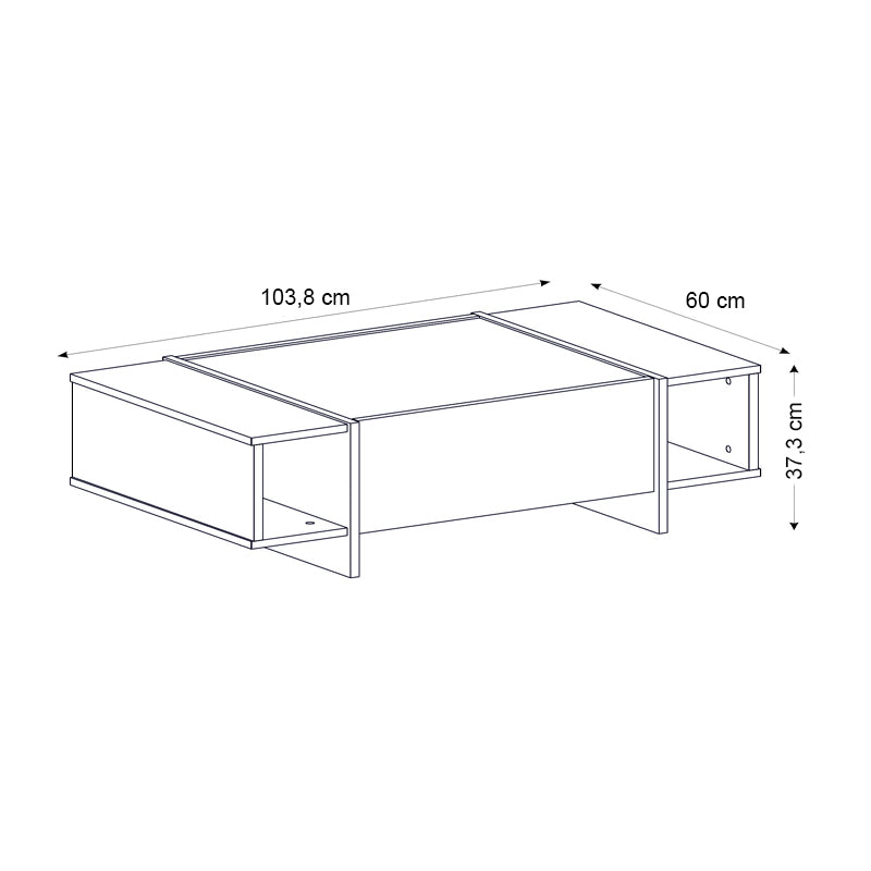 Τραπεζάκι σαλονιού Veyron  χρώμα μαύρο rebab - μαύρο εφέ μαρμάρου 104x60x37,3εκ.