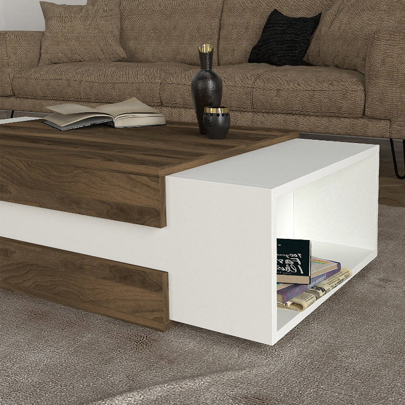 Τραπεζάκι σαλονιού Nora  χρώμα λευκό - καρυδί 110x60,6x31εκ.