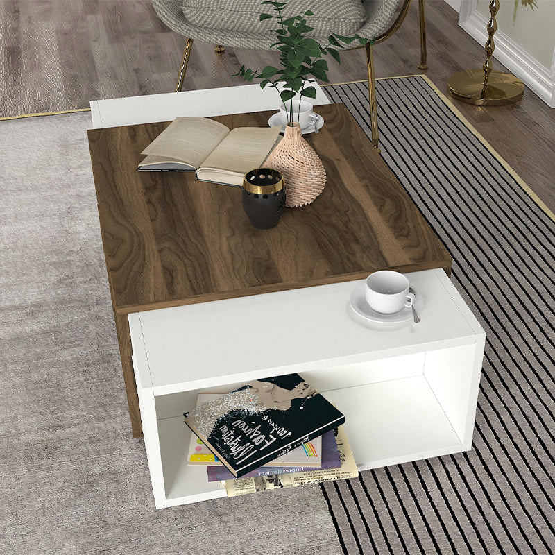 Τραπεζάκι σαλονιού Nora  χρώμα λευκό - καρυδί 110x60,6x31εκ.