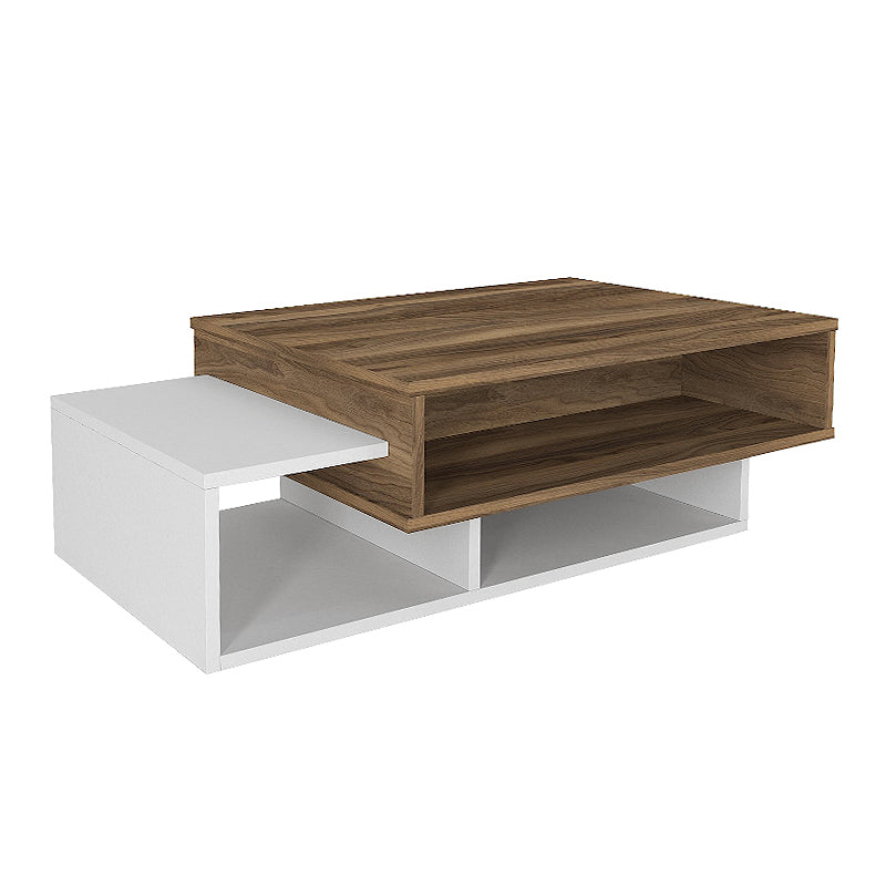 Τραπεζάκι σαλονιού Tab  χρώμα λευκό - καρυδί 105x60x32εκ.