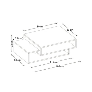 Τραπεζάκι σαλονιού Tab  χρώμα λευκό - καρυδί 105x60x32εκ.