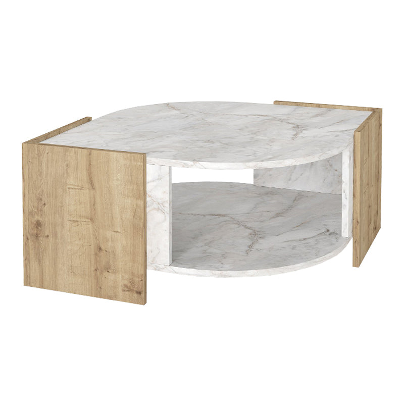 Τραπεζάκι σαλονιού Marbel  χρώμα sapphire oak - λευκό εφέ μαρμάρου 75x75x40εκ. - Pakobazaar