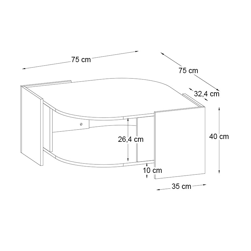 Τραπεζάκι σαλονιού Marbel  χρώμα sapphire oak - λευκό εφέ μαρμάρου 75x75x40εκ. - Pakobazaar