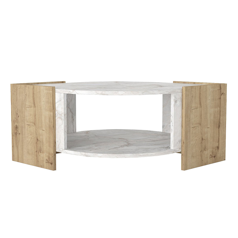 Τραπεζάκι σαλονιού Marbel  χρώμα sapphire oak - λευκό εφέ μαρμάρου 75x75x40εκ. - Pakobazaar