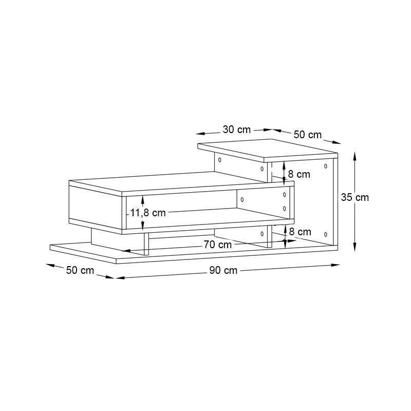 Τραπεζάκι σαλονιού Flynn  χρώμα λευκό - καρυδί 90x50x35εκ.