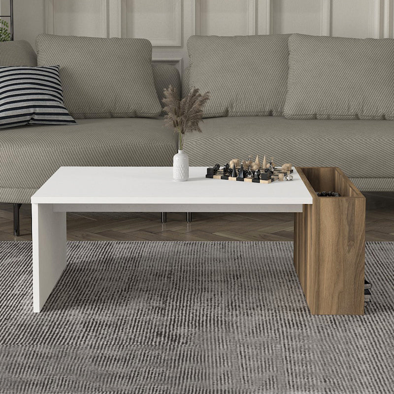 Τραπεζάκι σαλονιού View  χρώμα λευκό - καρυδί 95x50x34εκ.