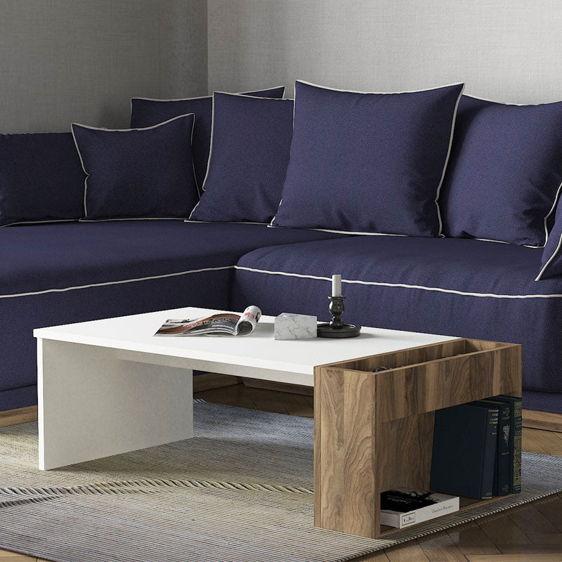 Τραπεζάκι σαλονιού View  χρώμα λευκό - καρυδί 95x50x34εκ.