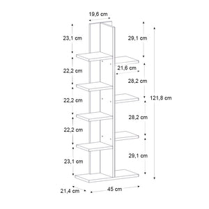 Βιβλιοθήκη Tree  χρώμα λευκό 45x21,4x121,8εκ. - Pakobazaar