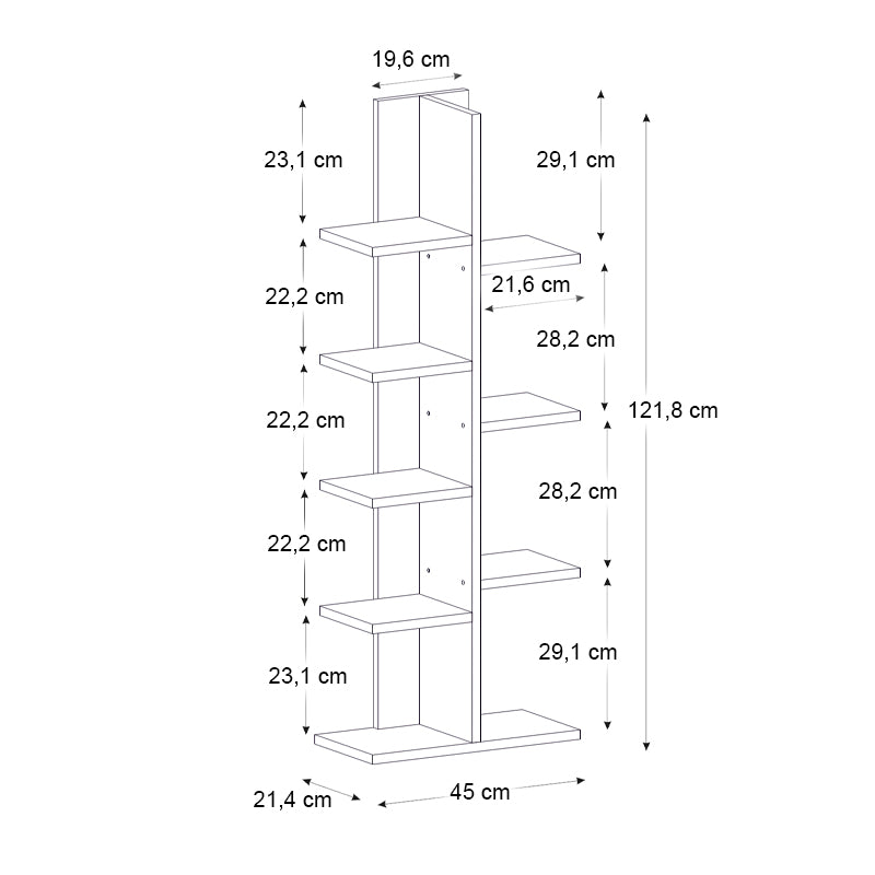 Βιβλιοθήκη Tree  χρώμα sapphire oak 45x21,4x121,8εκ.