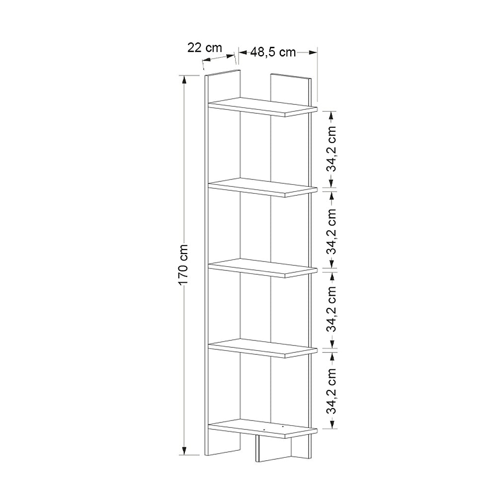 Βιβλιοθήκη Perla  χρώμα sepet oak 48x22x170εκ.