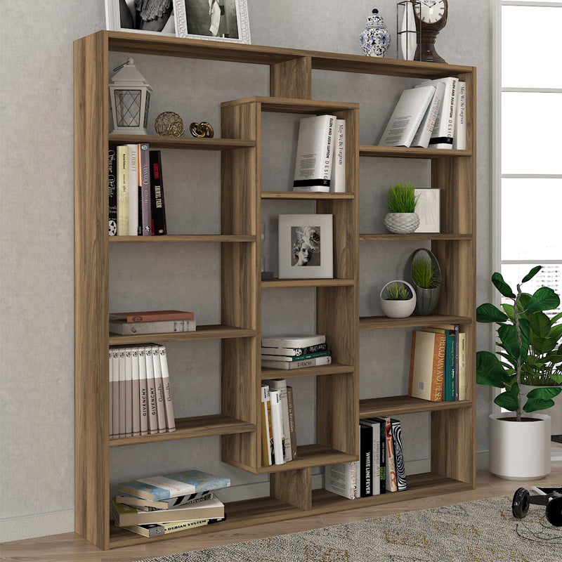 Βιβλιοθήκη Ample  χρώμα καρυδί 125x22x135,7εκ.