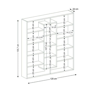 Βιβλιοθήκη Ample  χρώμα καρυδί 125x22x135,7εκ.