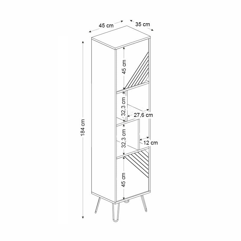 Βιβλιοθήκη Norma  χρώμα καρυδί 45x35x184εκ.