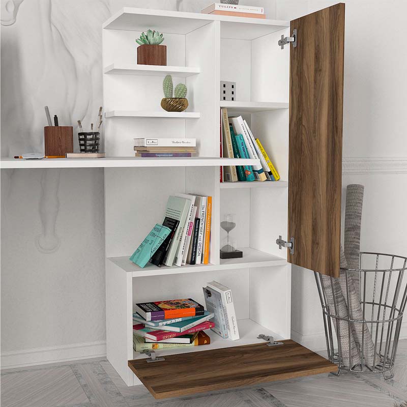 Γραφείο εργασίας Merino  χρώμα λευκό - καρυδί 149,5x61,8x120εκ.