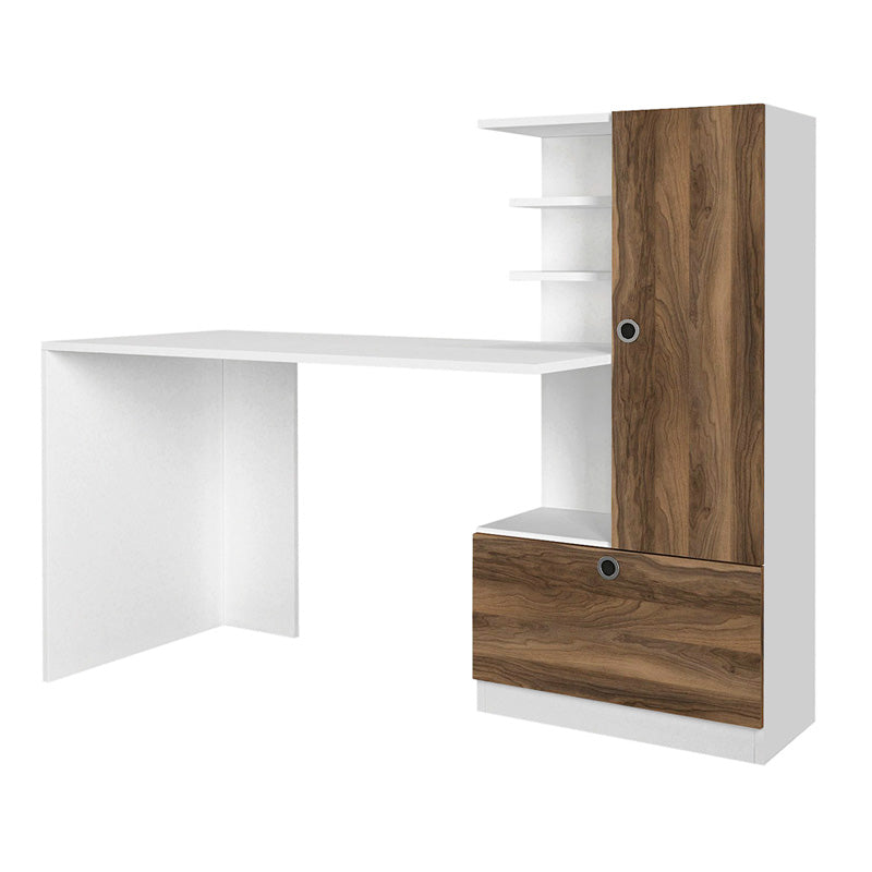Γραφείο εργασίας Merino  χρώμα λευκό - καρυδί 149,5x61,8x120εκ.