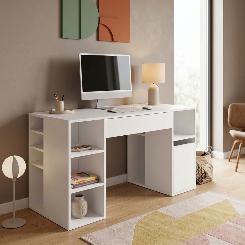 Γραφείο εργασίας Pontus  χρώμα λευκό 145x60x74,4εκ. - Pakobazaar