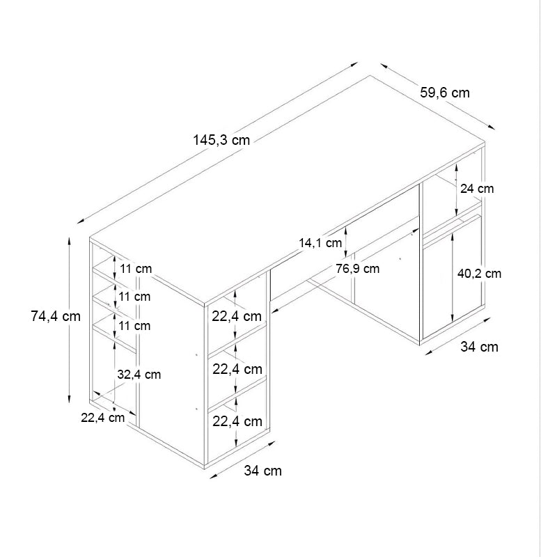 Γραφείο εργασίας Pontus  χρώμα λευκό 145x60x74,4εκ. - Pakobazaar