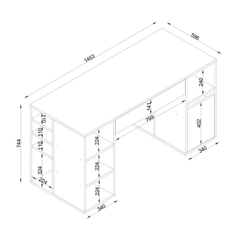 Γραφείο εργασίας Pontus  χρώμα λευκό 145x60x74,4εκ. - Pakobazaar