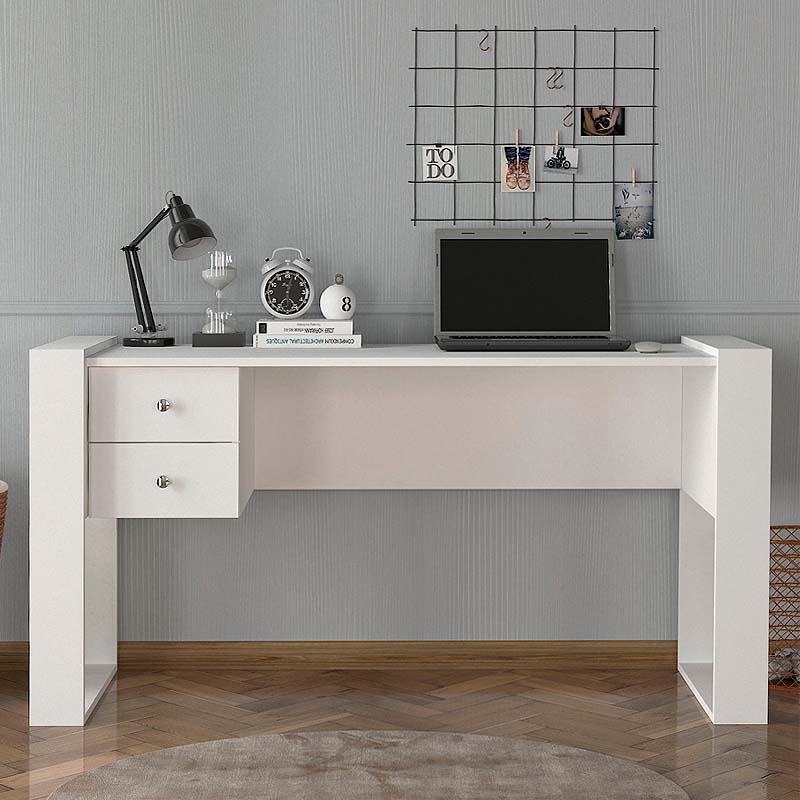 Γραφείο εργασίας Fernando  χρώμα λευκό 158,4x60x72,2εκ.